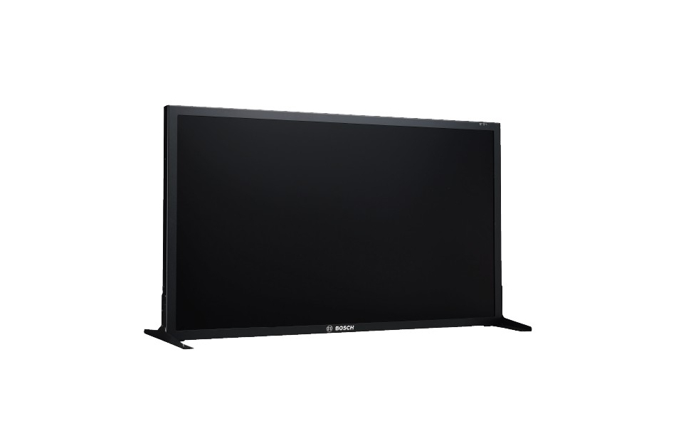 Schwarzer Flachbildschirm mit dem Logo "Bosch" am unteren Rand.