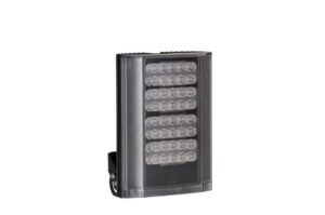 Eine schwarze LED-Leuchte mit mehreren Reihen von LEDs, seitlich befestigt.