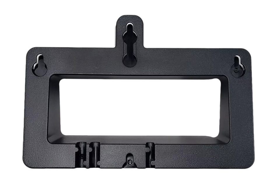 Schwarzer Kunststoffrahmen mit rechteckiger Aussparung und Aufhängeösen.