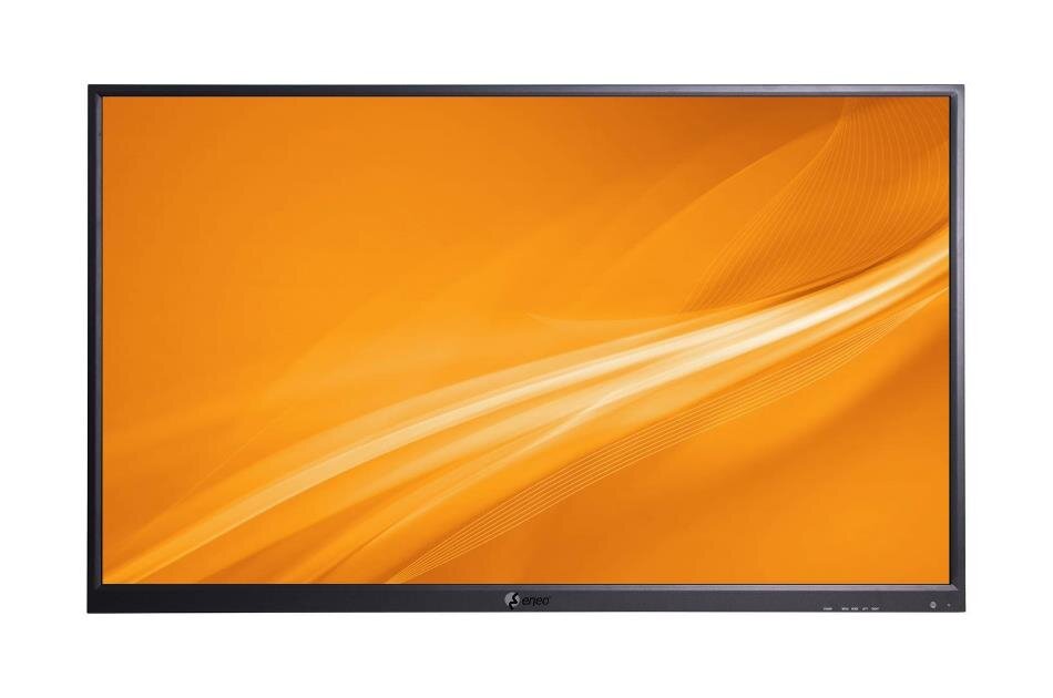 Ein Bildschirm mit einem orangen Hintergrund und einem hellen, wellenförmigen Muster.