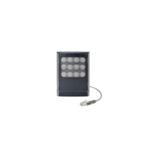 Ein rechteckiger LED-Lichtblock mit zwölf Leuchten und einem Kabelanschluss an der Seite.