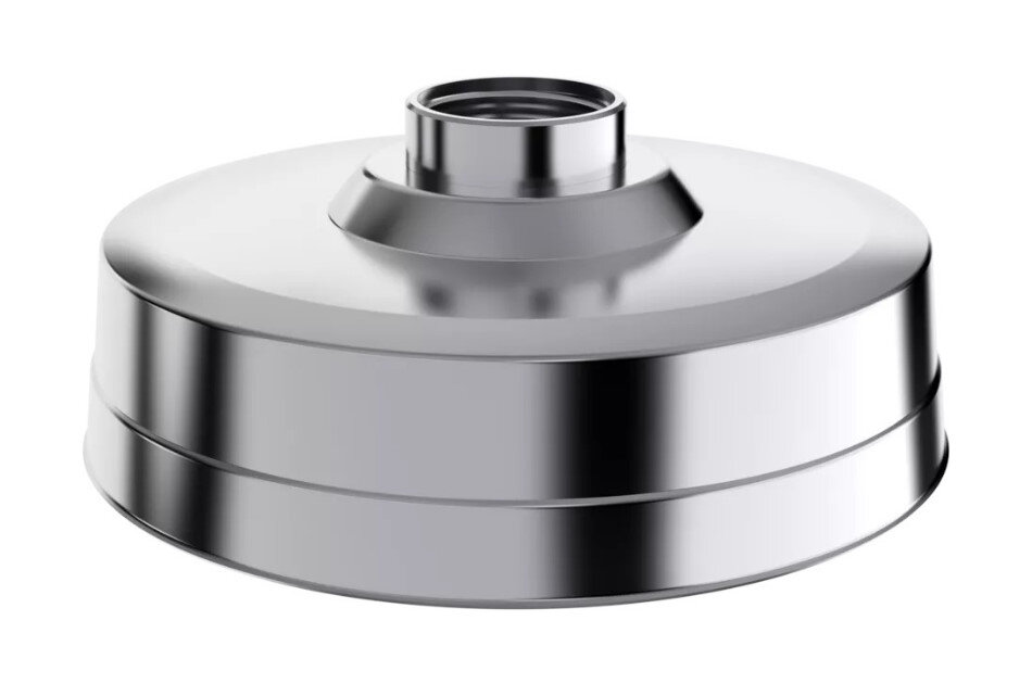 Metalldeckel mit glatter, zylindrischer Form und kleiner Öffnung oben.