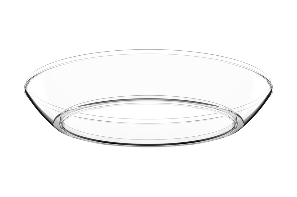 Einflache, transparente Glasauflaufform mit ovaler Form.
