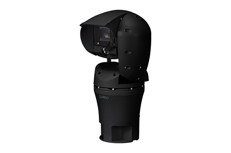 Schwarze, wetterfeste Überwachungskamera mit länglichem Gehäuse und abgerundetem Schutzdach.