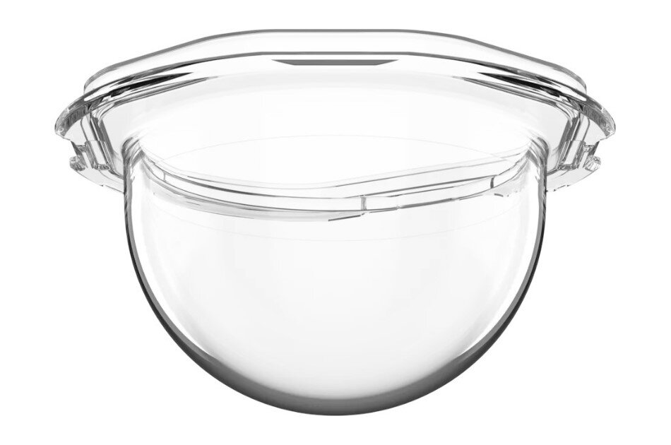 Eine transparente Plastikschüssel mit passendem Deckel, in schlichtem Design.