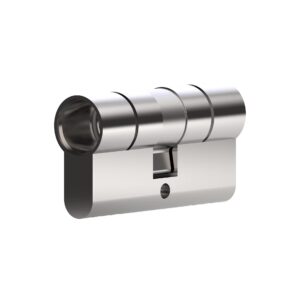 Silberner Euro-Profilzylinder mit abgerundeter Form und glänzender Oberfläche.