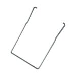 Ein rechteckiger Metallbügel mit leicht gebogenen Enden vor weißem Hintergrund.