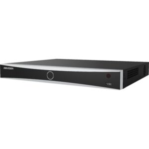 Ein schwarzer Digital Video Recorder (DVR) von Hikvision mit USB-Anschluss und minimalistischem Design.
