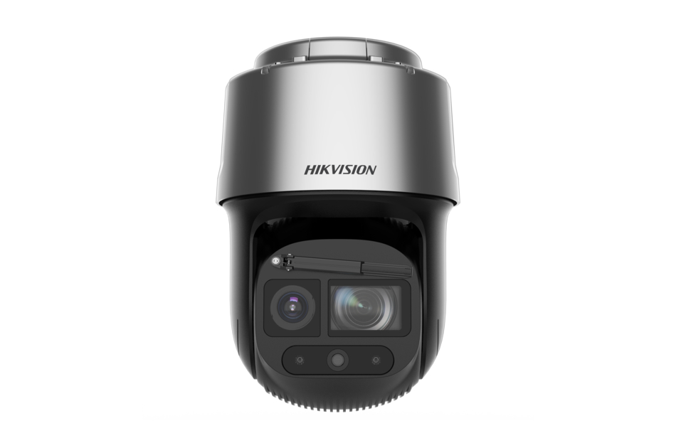 Überwachungskamera von Hikvision mit zwei Objektiven und einem robusten Gehäuse.