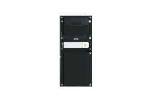 Ein schwarzes elektronisches Gerät mit einem Display und mehreren Anschlüssen auf der Vorderseite.