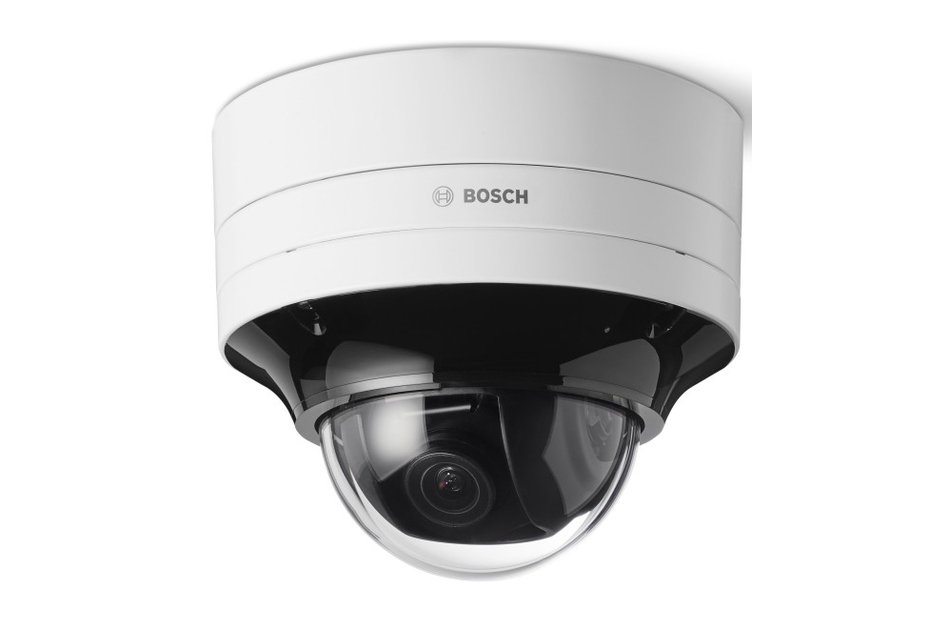 Überwachungskamera von Bosch mit kugelförmigem Gehäuse und schwarzer Linse.