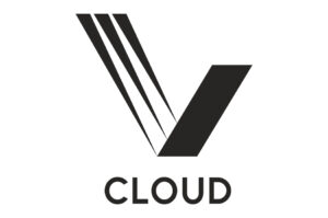 Stilisiertes Logo mit einem großen "V" aus drei Linien und dem Schriftzug "CLOUD" darunter.