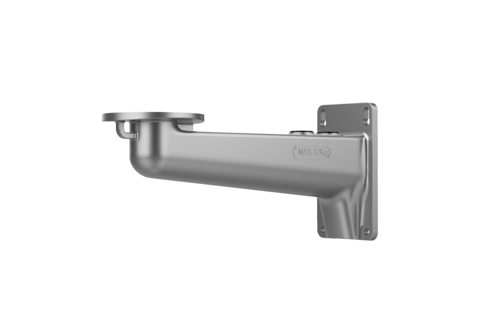 Wandhalterung in silberner Farbe mit einer Aufschrift "MAX 7KG", rechteckiger Montageplatte und rundem Anschluss.