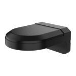 Schwarze Wandhalterung mit abgerundetem Design und flacher Oberfläche.