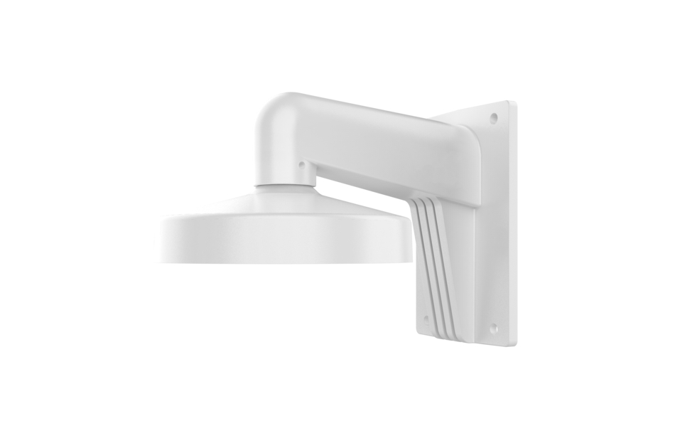 Weiße Wandhalterung mit rundem, schirmförmigem Design, geeignet für Überwachungskameras.