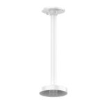 Weiße Deckenhalterung mit zylindrischem Stab und kreisförmigen Endstücken.