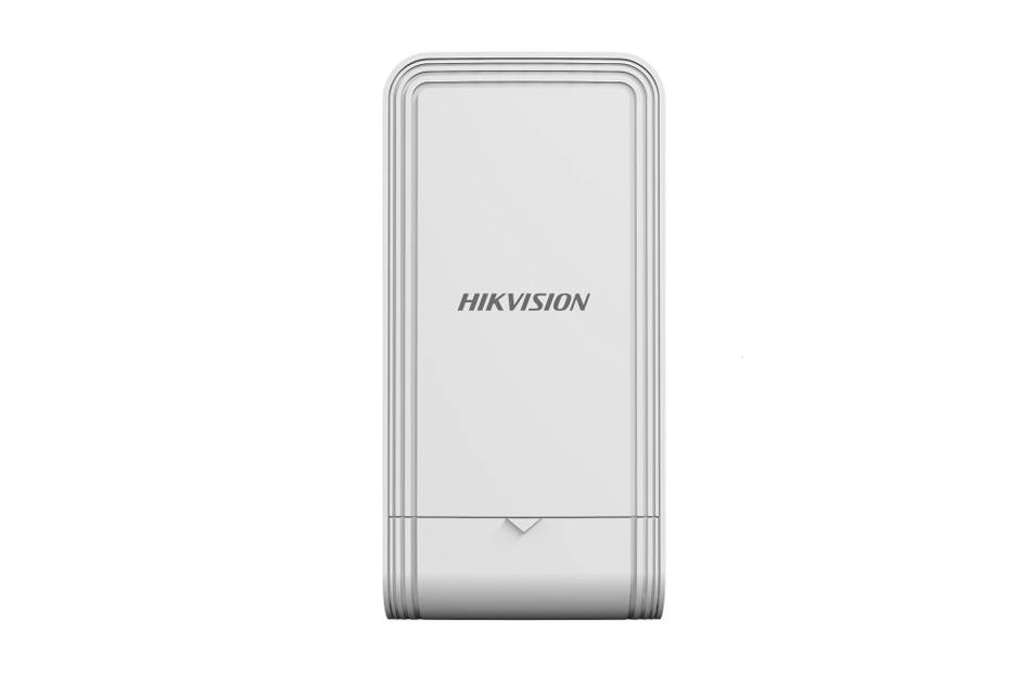 Weiße Hikvision-Außenkamera in rechteckiger Form.