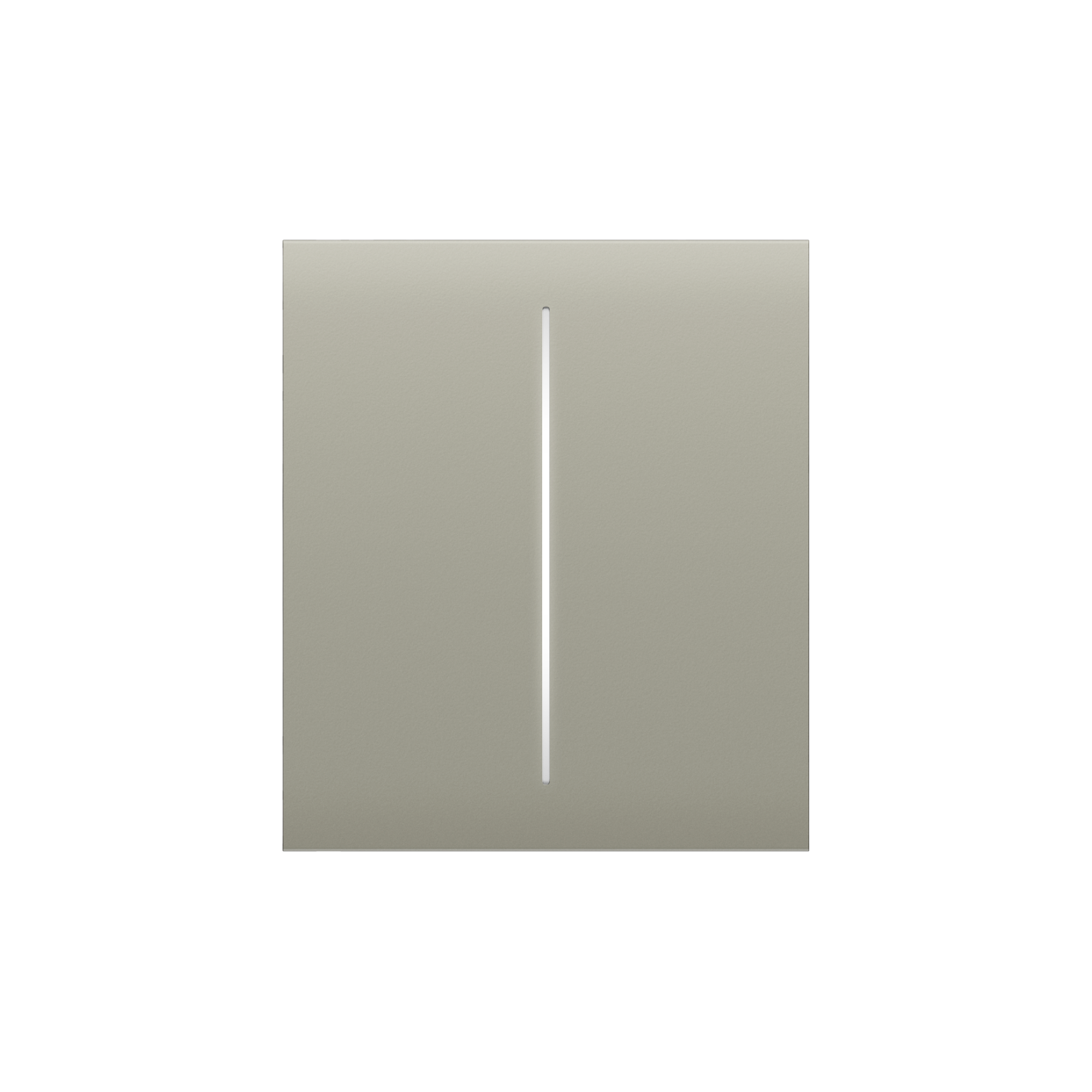 Ein einfacher, beiger Lichtschalter mit einer senkrechten Linie in der Mitte.