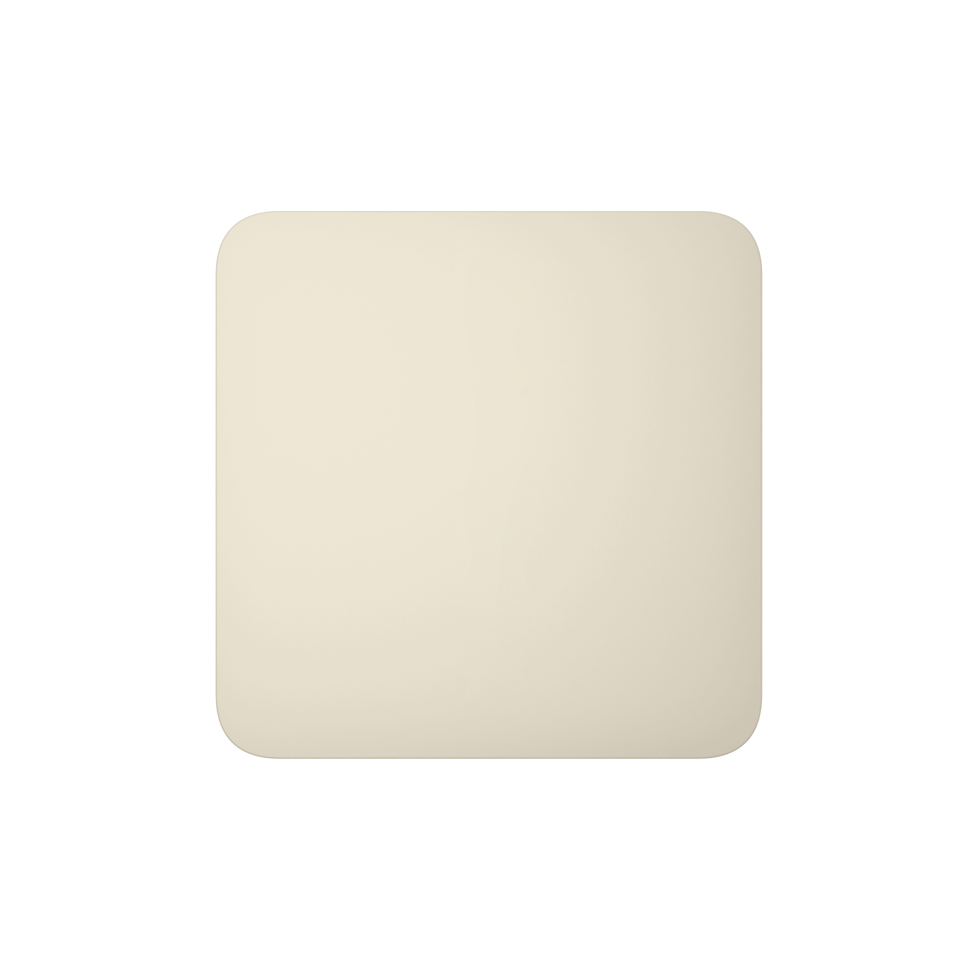 Ein beiges Quadrat mit abgerundeten Ecken auf weißem Hintergrund.