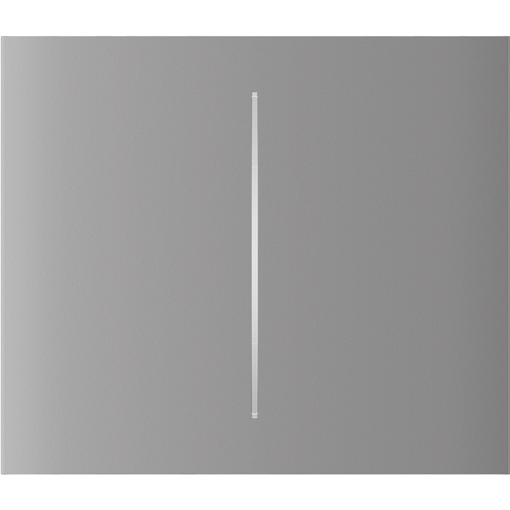 Ein graues Rechteck mit einer vertikalen weißen Linie in der Mitte.