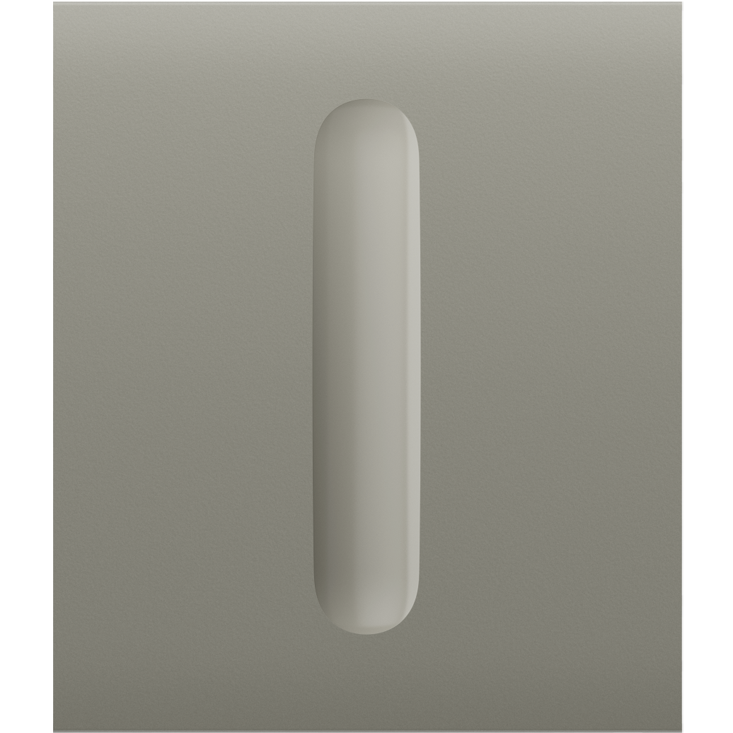 Graue, rechteckige Oberflächentextur mit länglicher Vertiefung in der Mitte.