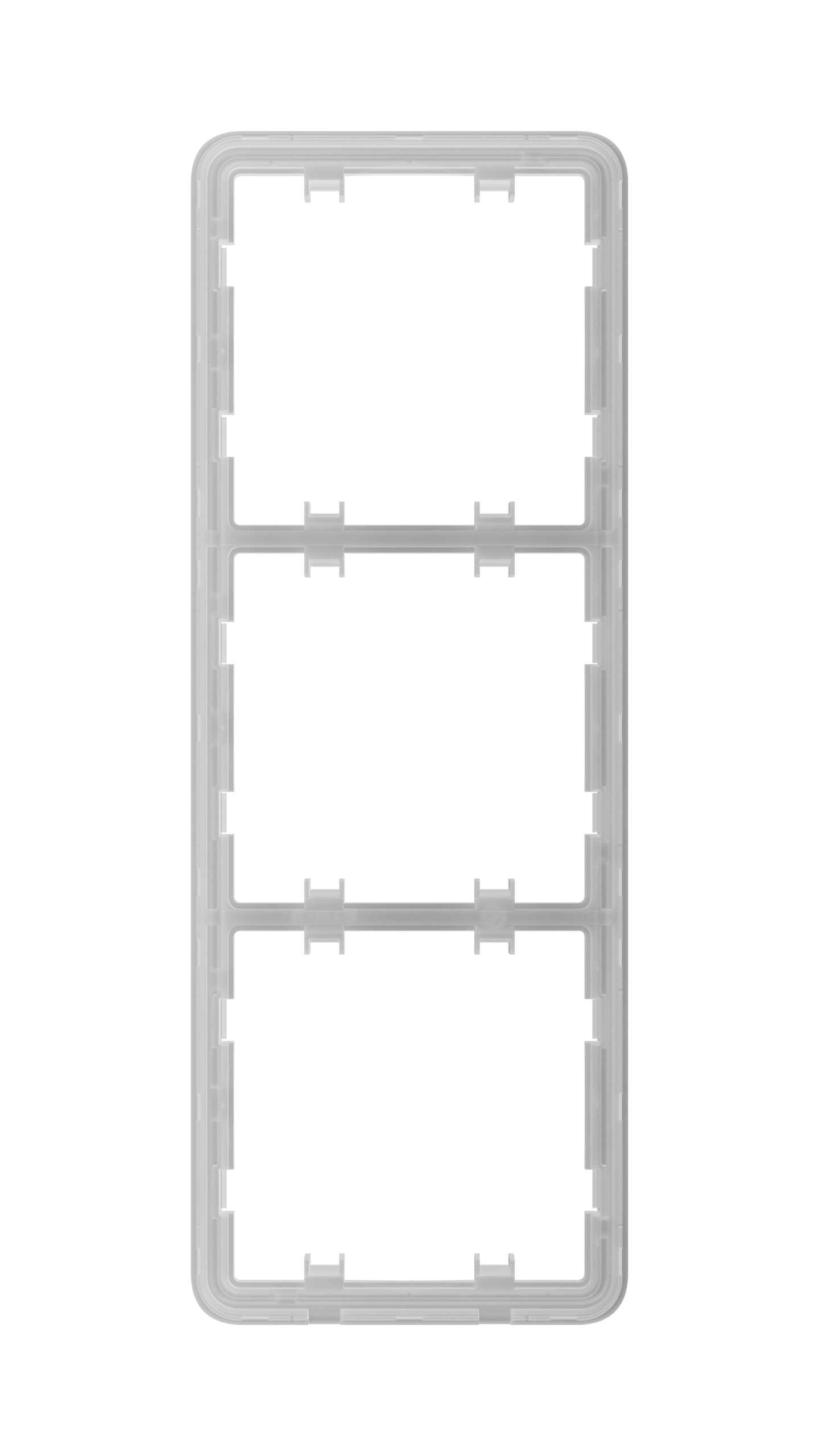 Dreifach-Rahmen mit rechteckigen Ausschnitten auf schwarzem Hintergrund.