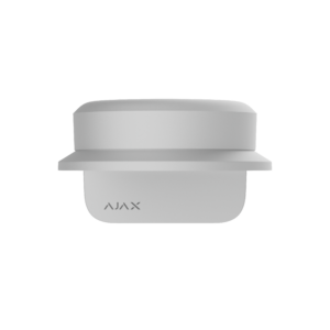 Ein weißer, rechteckiger Sensor mit dem Logo "AJAX" auf der Front.
