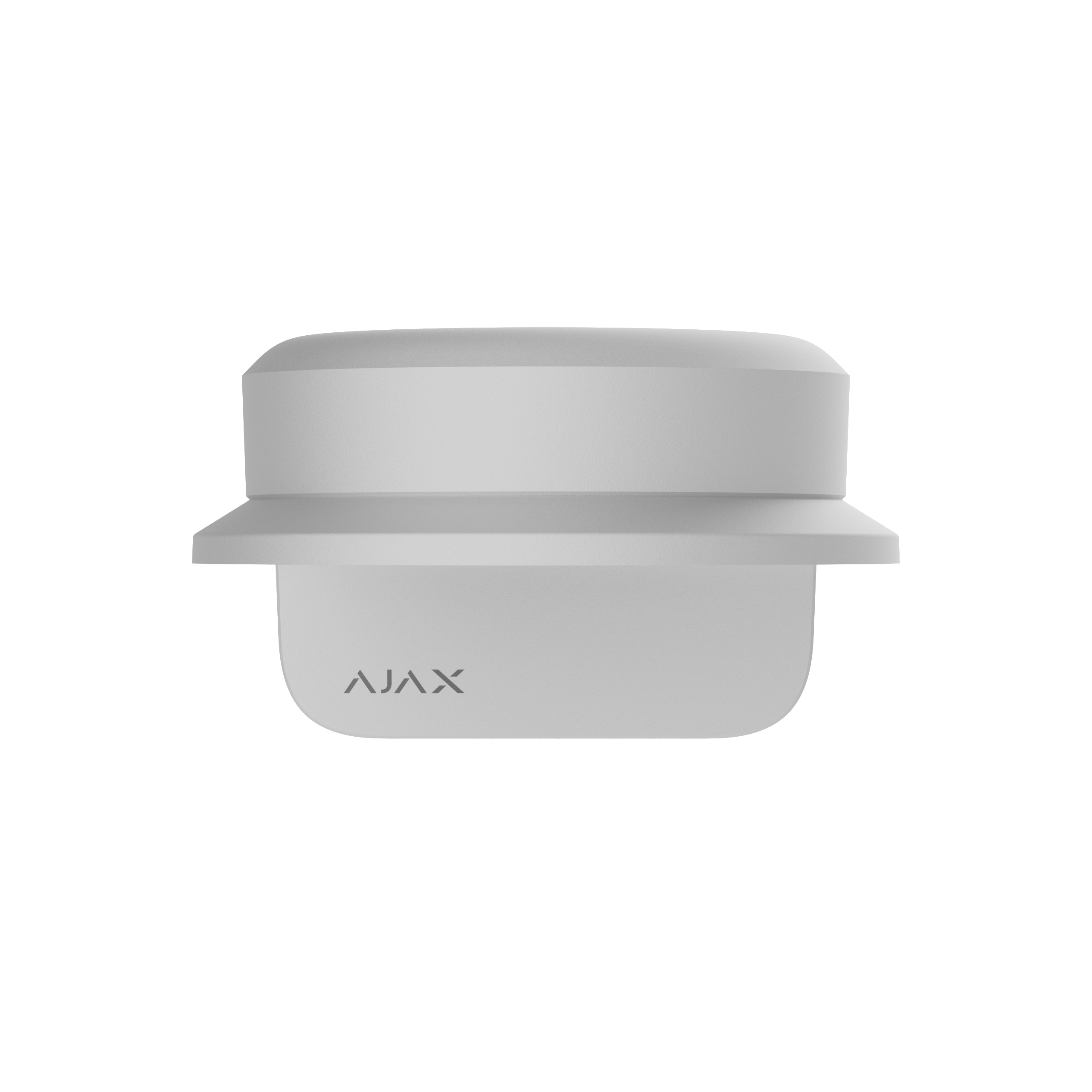 Ein weißer, rechteckiger Sensor mit dem Logo "AJAX" auf der Front.