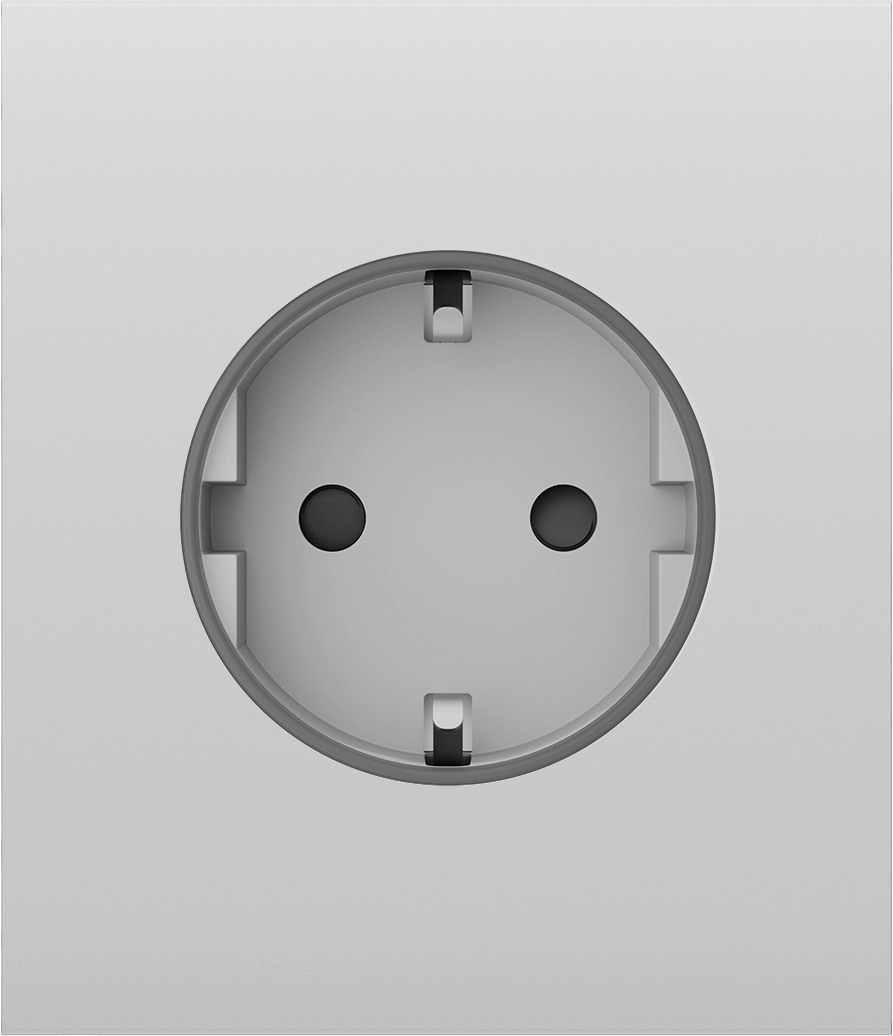 Weiße europäische Steckdose in Nahaufnahme.