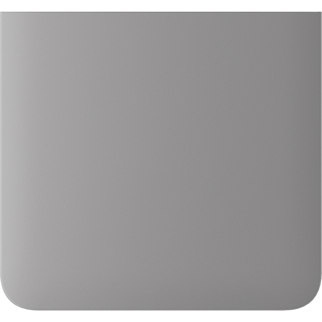 Graue, glatte Oberfläche mit abgerundeten Ecken.