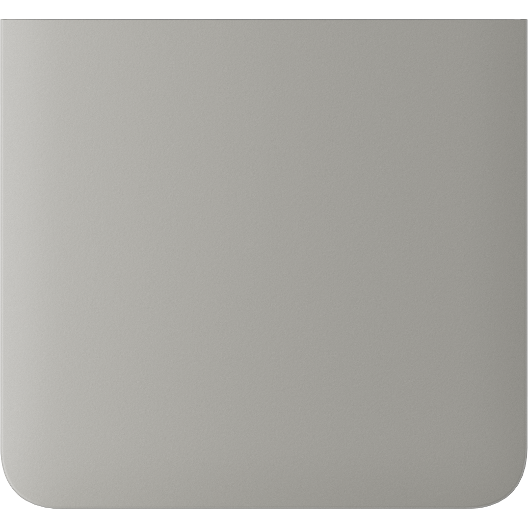Eine glatte graue Fläche mit abgerundeten Ecken.