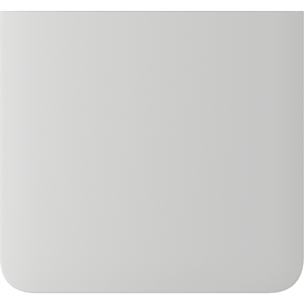 Ein schlichtes, weißes Quadrat mit abgerundeten Ecken vor neutralem Hintergrund.