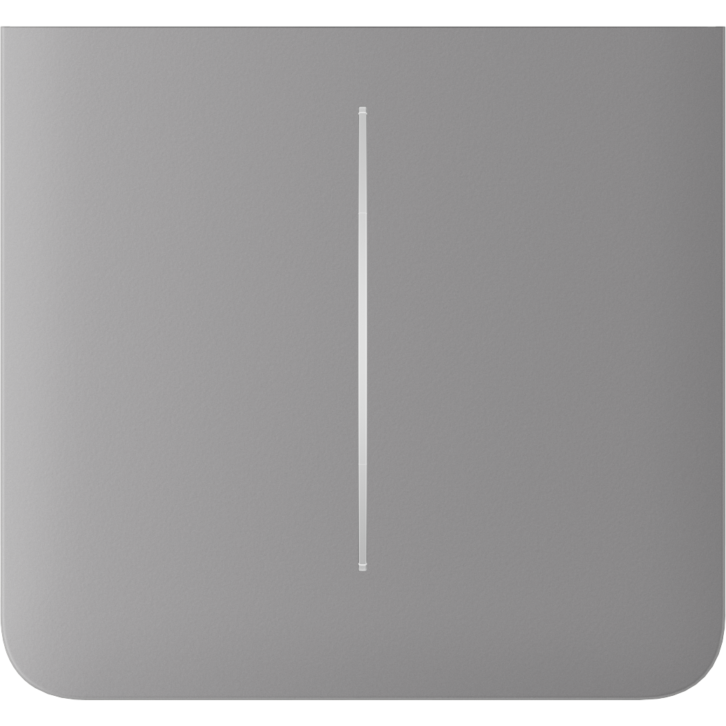 Ein graues Rechteck mit einer vertikalen, zentralen Linie.