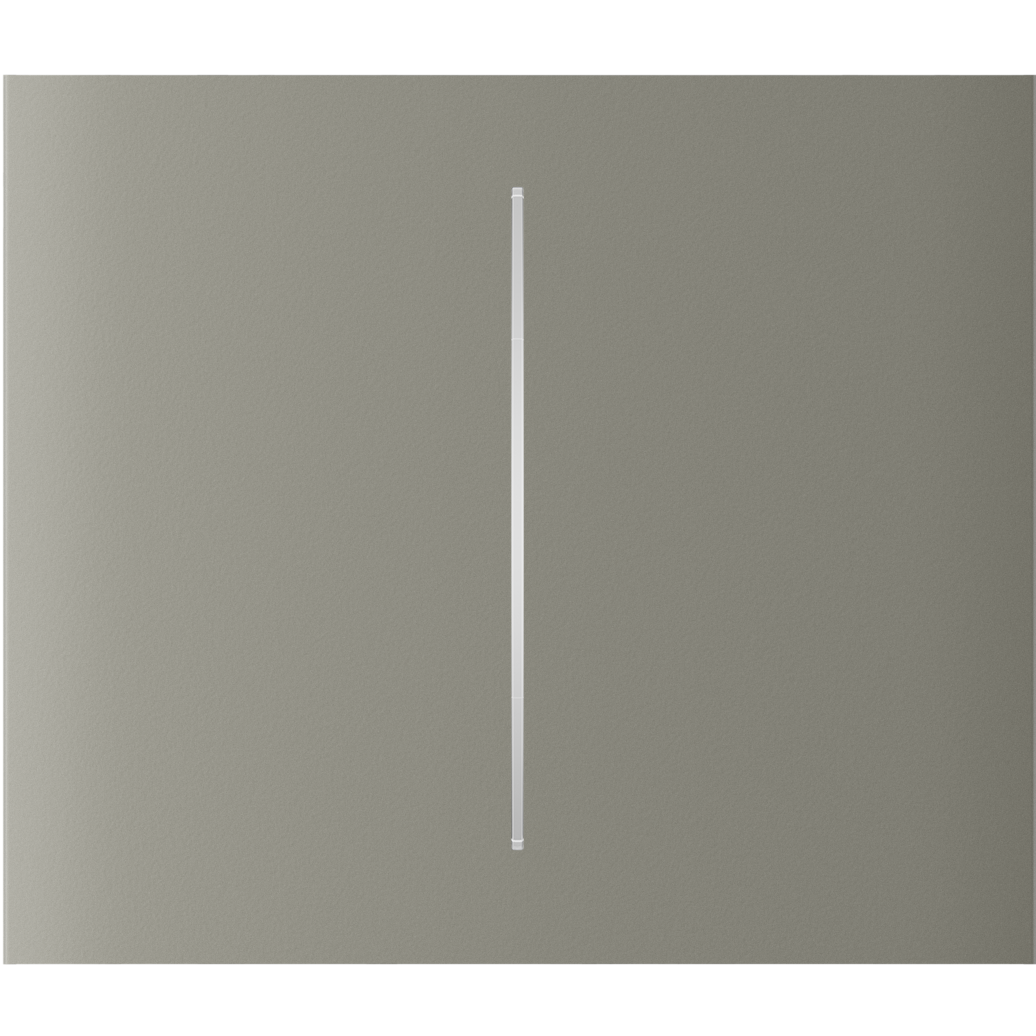 Ein minimalistisches Design mit einer vertikalen weißen Linie auf grauem Hintergrund.