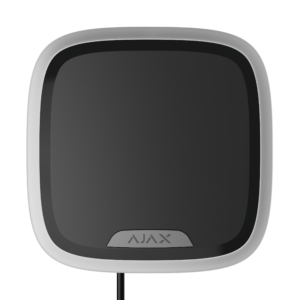 Schwarzes, quadratisches Gerät mit abgerundeten Ecken und einem "AJAX"-Logo an der Unterseite.