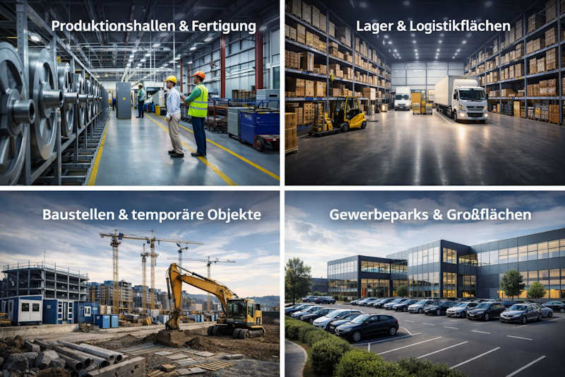 Alarmanlage für Industrie und Gewerbeobjekte mit Produktionshalle