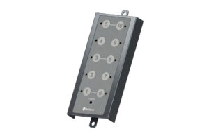 Ein schwarzes elektronisches Bedienfeld mit zehn nummerierten Knöpfen.