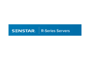 Blaues Banner mit dem weißen Schriftzug "SENSTAR R-Series Servers".