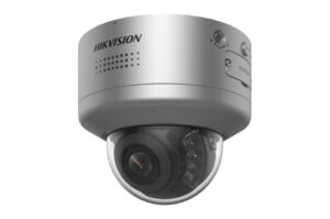 Hikvision-Dome-Überwachungskamera mit sichtbarem Objektiv und Infrarot-LEDs