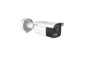 HIKMICRO-Überwachungskamera für die Wandmontage mit zwei Objektiven und integrierter Beleuchtung