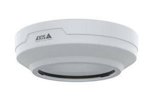 Weiße, runde Netzwerk-Kamera von Axis Communications für die Deckenmontage