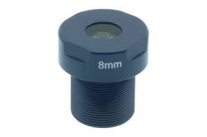 8-mm-Objektiv mit Gewinde und blauem Gehäuse