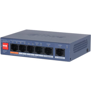 Dahua DH-CS4006-4GT-60-V2 6-Port-PoE-Switch mit 4 PoE-Ports, 60 W PoE-Budget und 250 m Reichweite