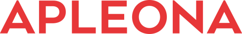 Rotes Logo mit dem Schriftzug "APLEONA".