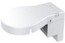 Modernes weißes Bidet-Deckel mit abgerundetem Design und technologischen Funktionen.