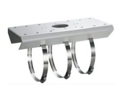 Metalldeckenhalterung mit drei Schellen zur Befestigung.