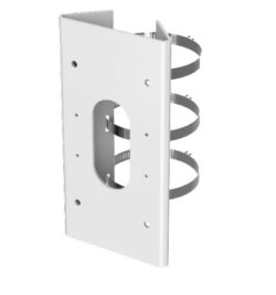 Montagehalterung aus Metall mit ovalem Ausschnitt und drei Befestigungsringen.