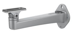 Grauer, länglicher Wandarm mit einstellbarem Gelenk und flacher Halterung.