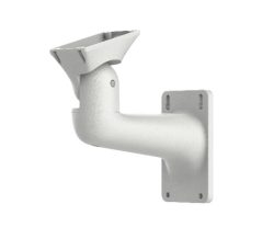 Weiße Kamerahalterung zur Wandmontage mit rechteckiger Basis und abgewinkeltem Arm.
