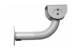 Silberne Halterung mit gebogenem Arm zur Wandmontage.